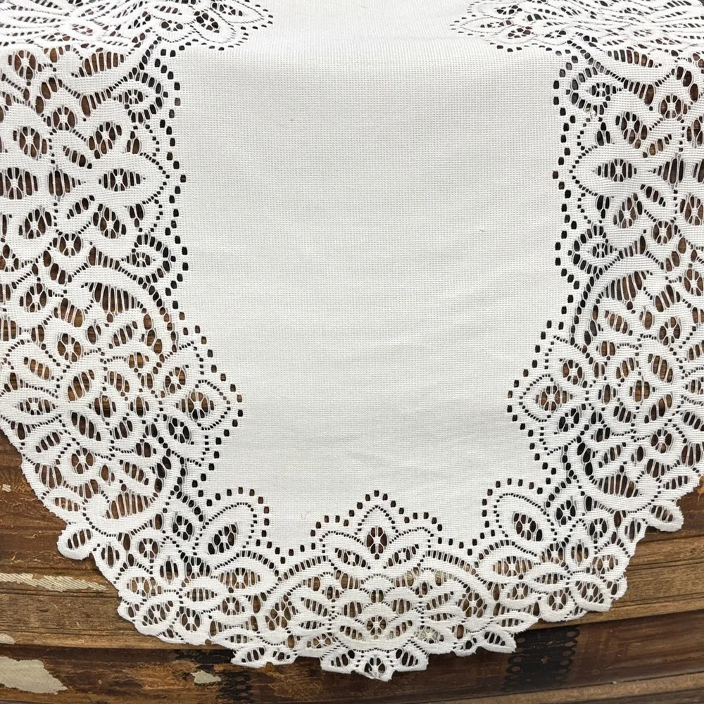 Elegant White Lace Table Runner